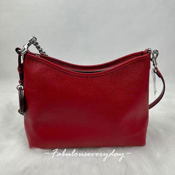 Coach Laurel Shoulder Bag With Mirror Charm And Pouch CBI94 Dark Cardinal/Walnut - Picture 3 of 11